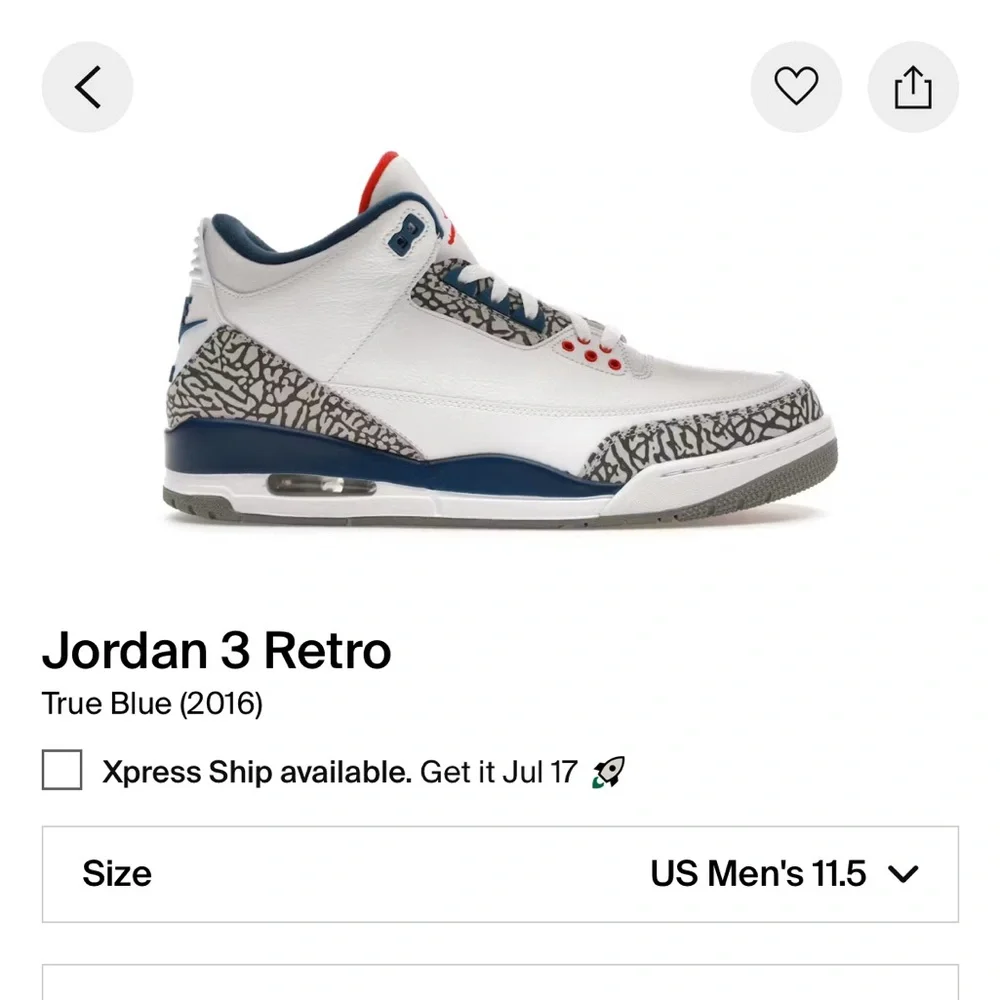 Jordan Retro 3 True Blue Sneakers - Picture 5 of 5